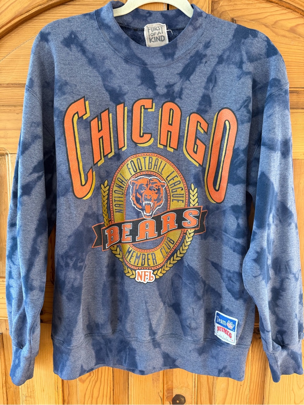 Chicago Bears”FURST Of A KIND” Vintage Blue Tie Dye Crewneck Sweatshirt -